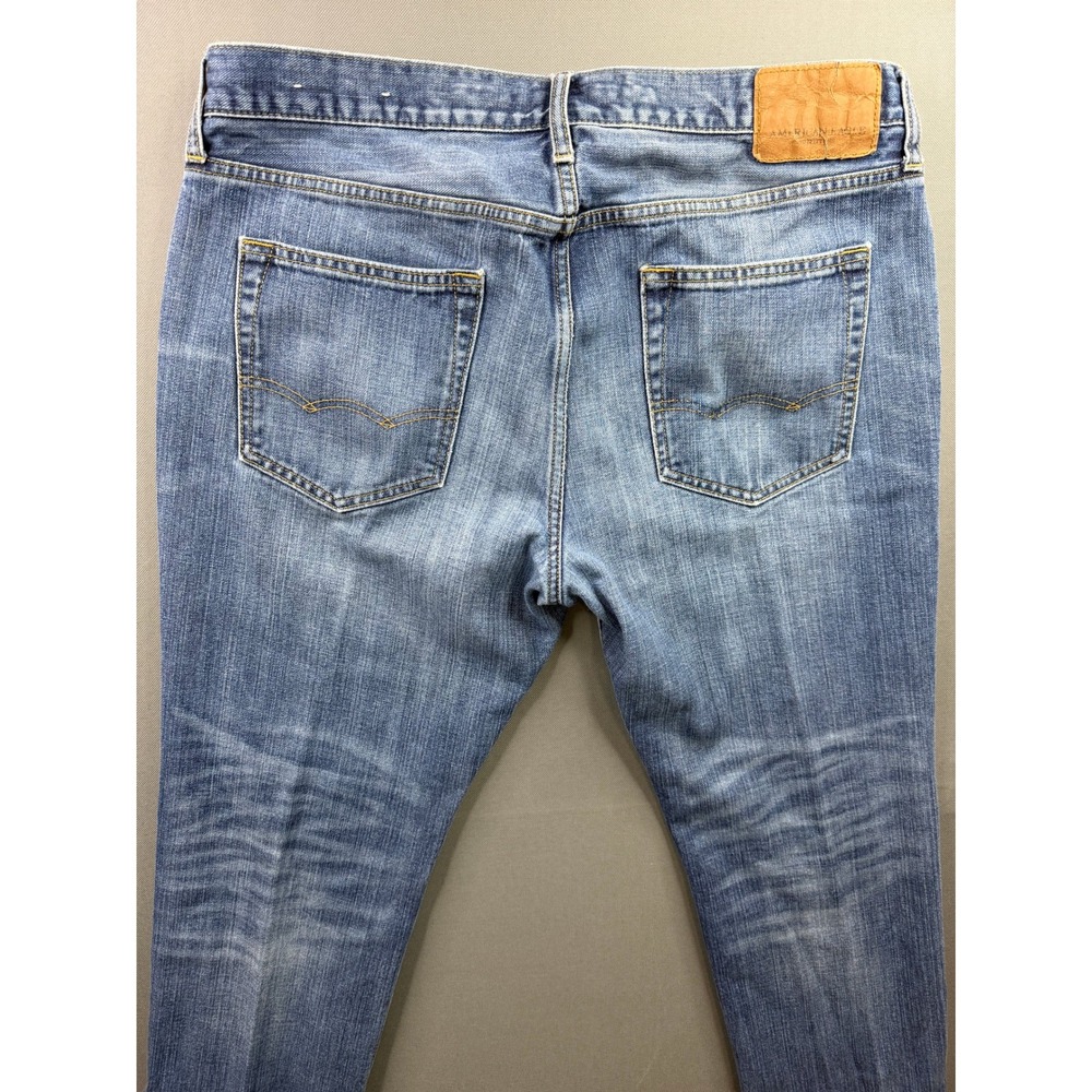 American Eagle‎ Jeans Mens Blue Straight Leg Medium Wash 34x29 - Picture 2 of 11